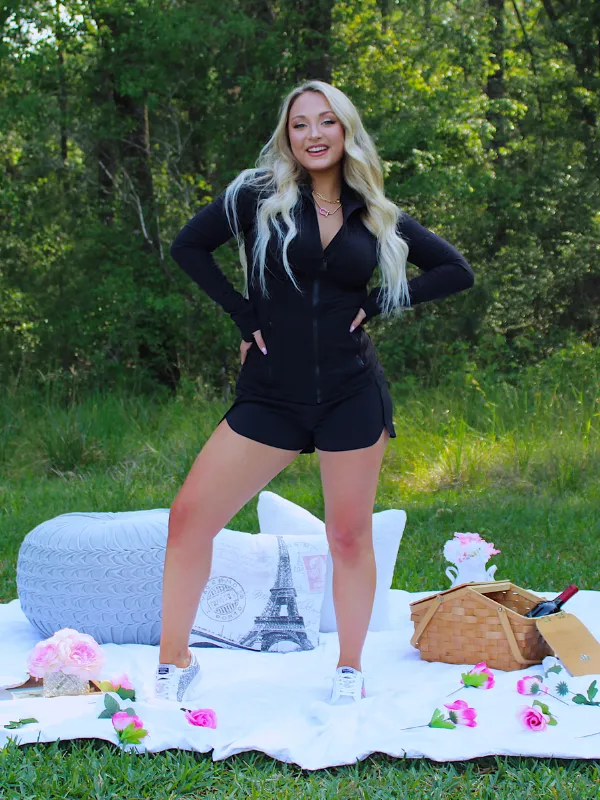 Gym Vibes Buttery Soft Full Zip Jacket With Pockets, Black