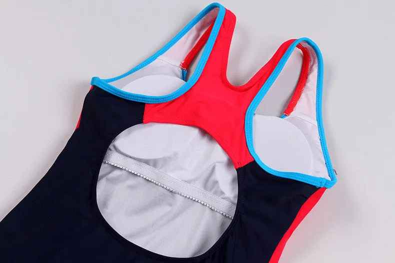 Patchwork Sports Boxer Bikini One Piece Swimwear