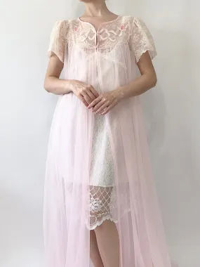 Pink Bow 70s Sheer Peignoir (M)