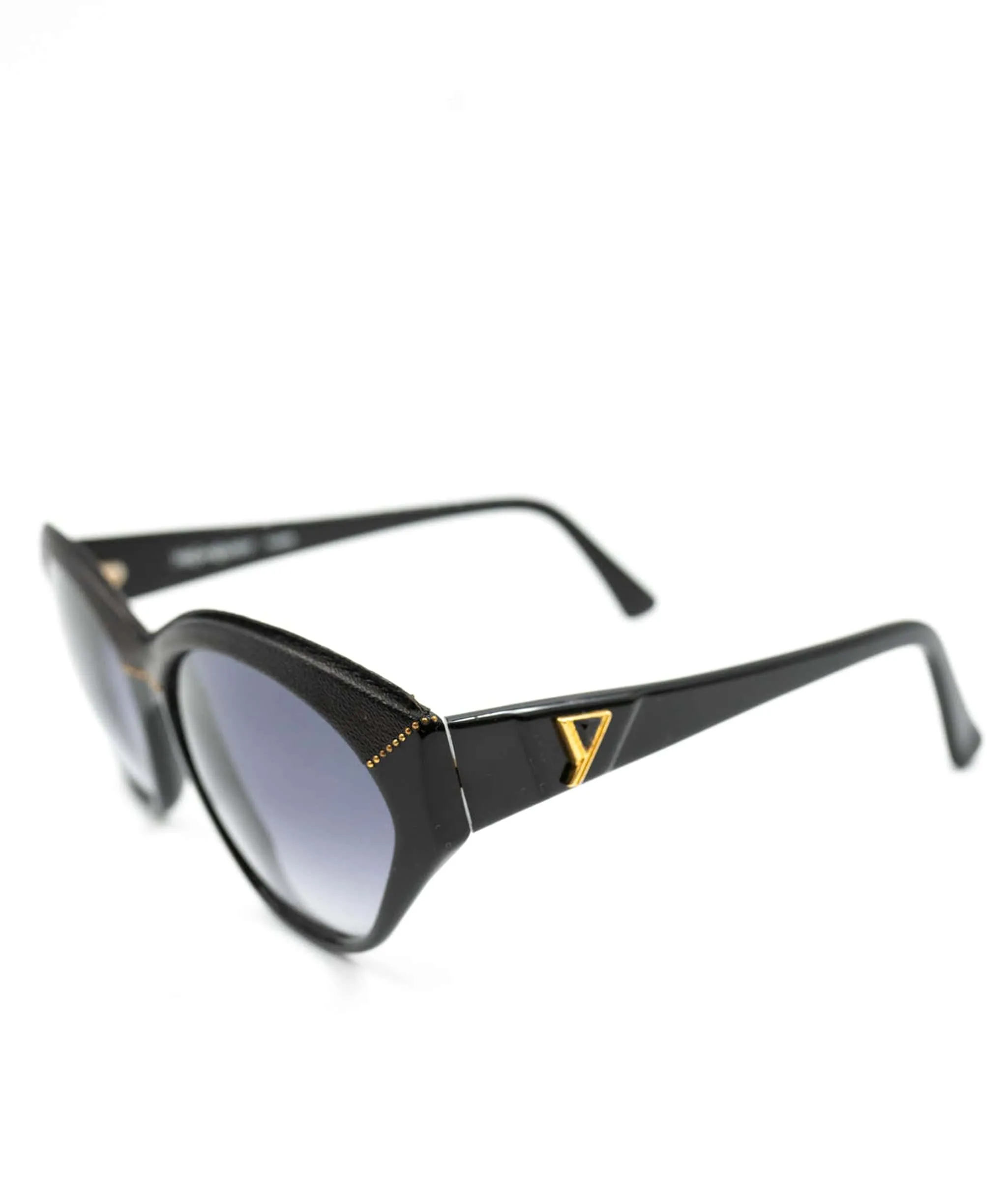 YSL Vintage leather trims and micro beaded gold details with gold Y logo Sunglasses - AWL3980