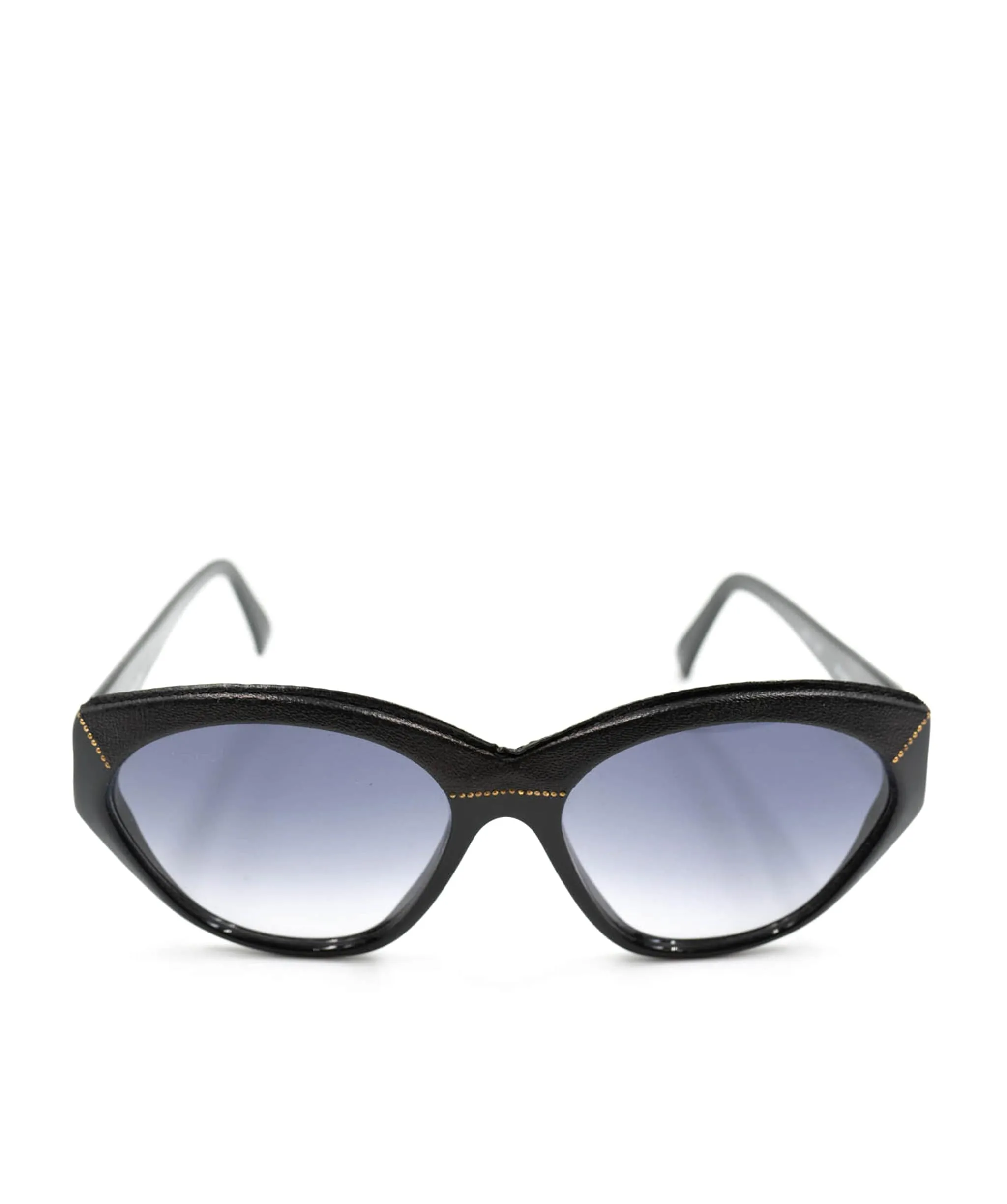 YSL Vintage leather trims and micro beaded gold details with gold Y logo Sunglasses - AWL3980